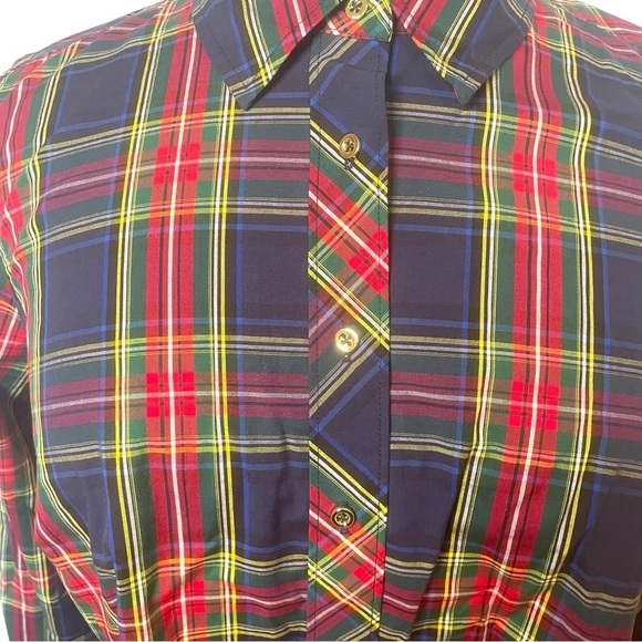 TALBOTS Plaid Tartan Perfect Shirt with Gold Buttons Women’s Plus 14 - Picture 5 of 10